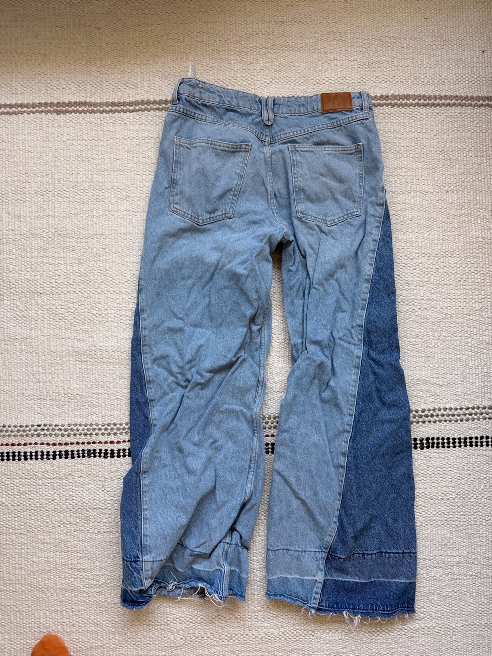 Zara Two-Tone Light and Dark Blue Flare Jeans - Picture 3 of 3